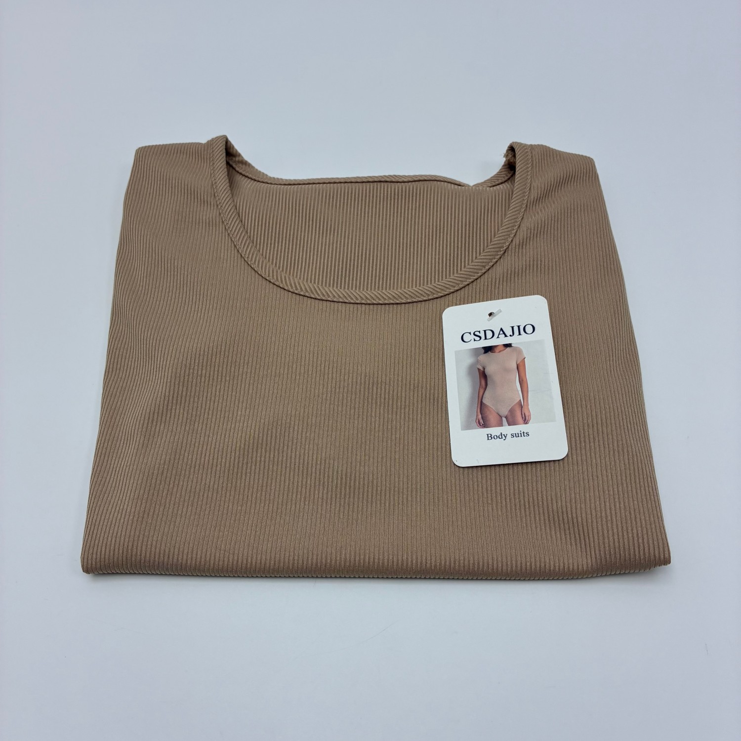 CSDAJIO Body Suits Women’s Ribbed Short Sleeve Bodysuit, Scoop Neck Form-Fitting Basic Top for Everyday Wear