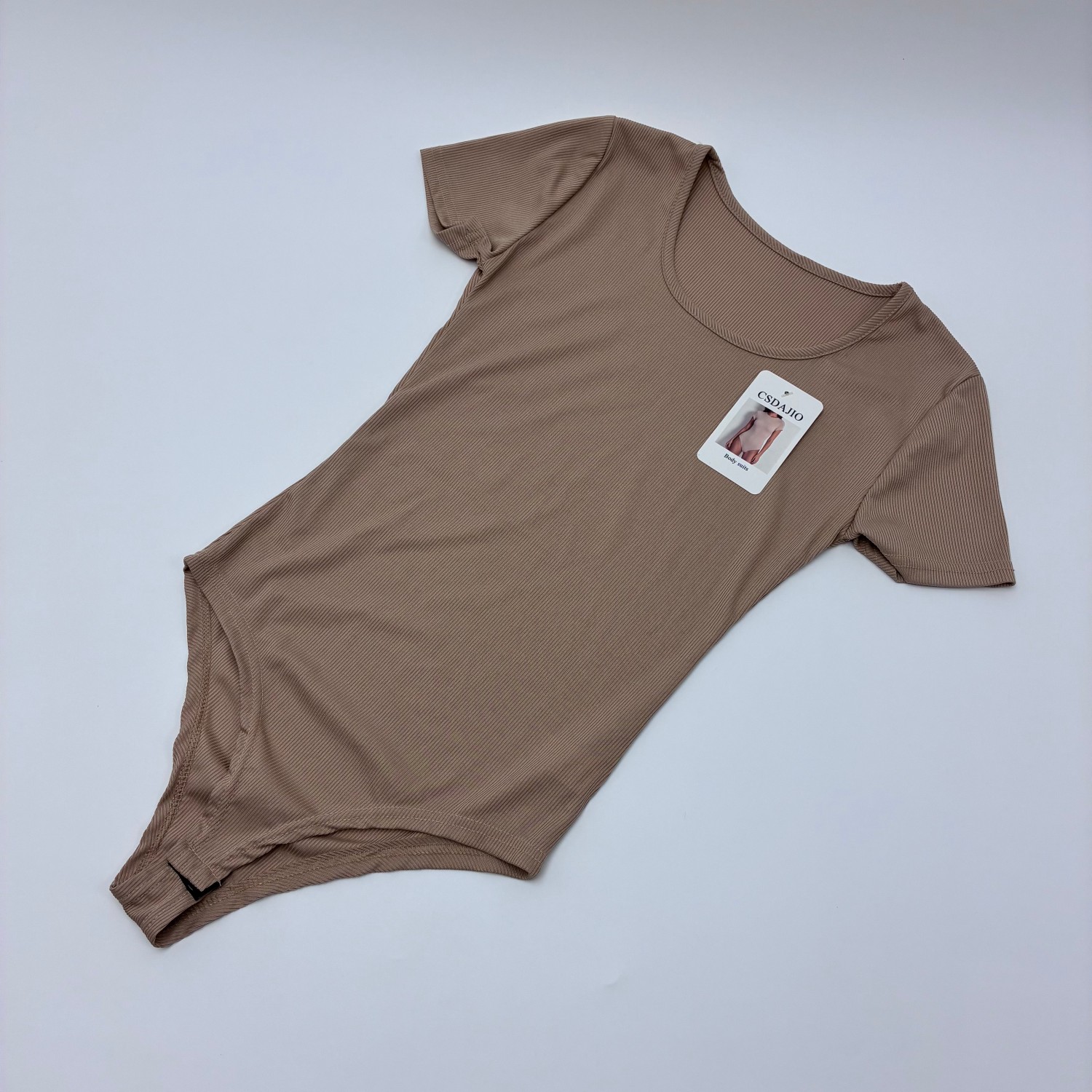 CSDAJIO Body Suits Women’s Ribbed Short Sleeve Bodysuit, Scoop Neck Form-Fitting Basic Top for Everyday Wear
