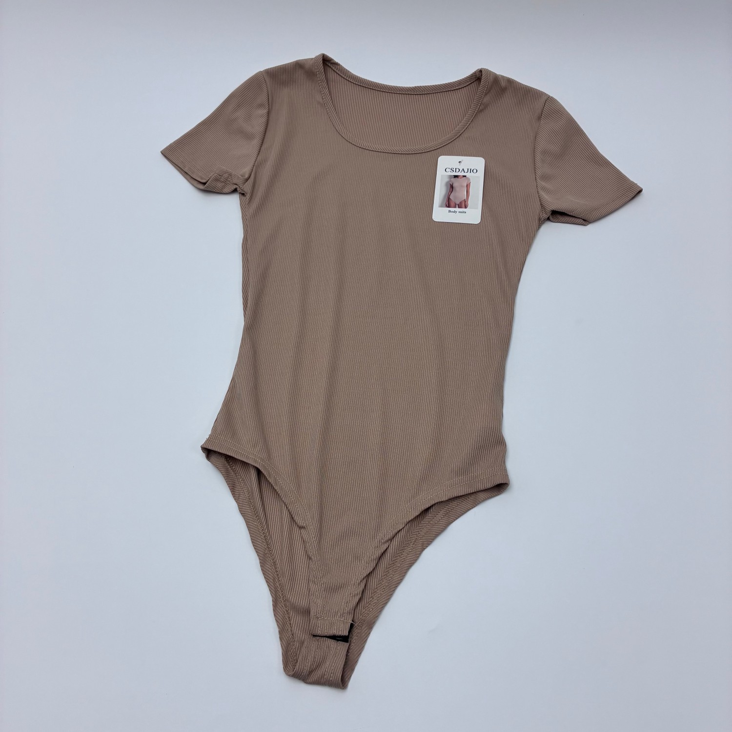 CSDAJIO Body Suits Women’s Ribbed Short Sleeve Bodysuit, Scoop Neck Form-Fitting Basic Top for Everyday Wear